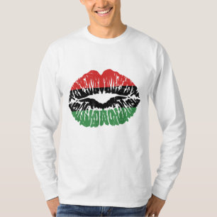 Afrikansk Läppar Flagga Melanin Black History Mont T Shirt