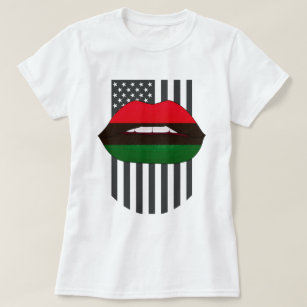 Afrikansk Läppar Red Grönt Black History Månad T Shirt