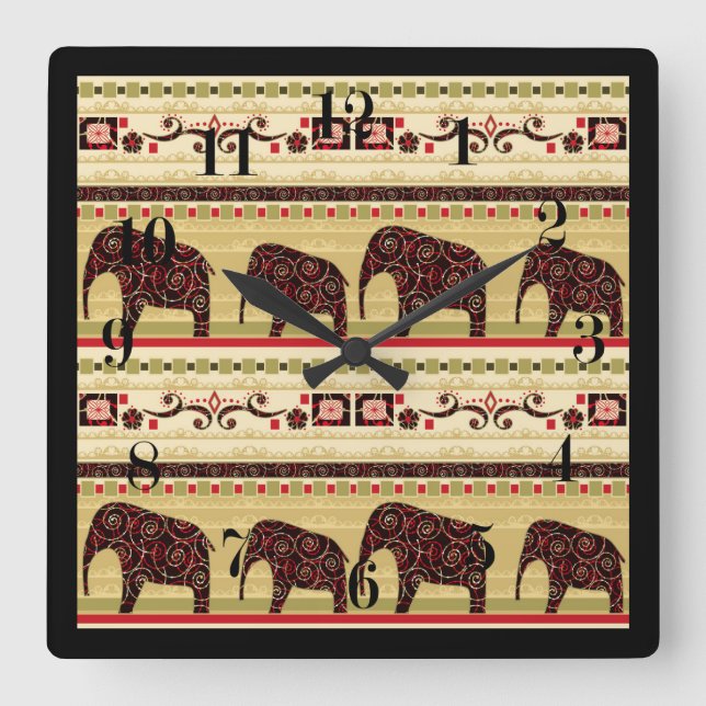 Afrikansk lapptäcke fyrkantig klocka (Framsida)