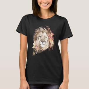 Afrikansk Lejon I Big Cat I Wildblommor Watercolor T Shirt