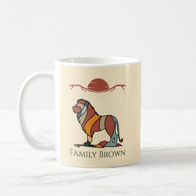 Afrikansk Lejon Kaffe Mugg | Personligt Namn (Vänster)