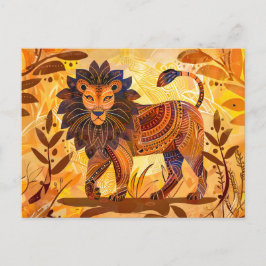 Afrikansk lejon med konstgjord mönstrad mane helg vykort