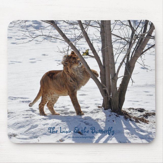 Afrikansk Lejon- och fjärilfoto Mousepad Musmatta (Framsidan)