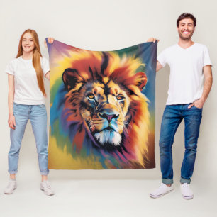 Afrikansk Lejon Safari Blanket - Rainbow Ull Fleecefilt