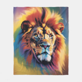 Afrikansk Lejon Safari Blanket - Rainbow Ull Fleecefilt