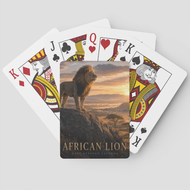 Afrikansk Lejon Savann DJUR Poker Casinokort (Baksidan)