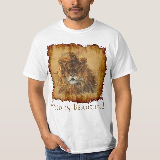 Afrikansk Lejon, vacker stor katt Wildlife Shirt T Shirt (Framsida)