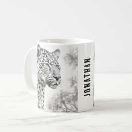 Afrikansk leopard Pencil Teckning Kaffemugg