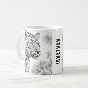 Afrikansk leopard Pencil Teckning Kaffemugg