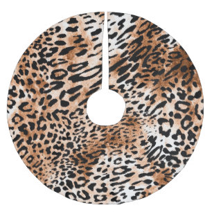 Afrikansk leopard Skriv ut sömlös Julgransmatta Borstad Polyester