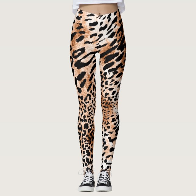 Afrikansk leopard Skriv ut sömlös Leggings (Framsida)