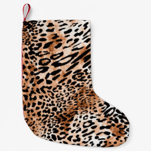 Afrikansk leopard Skriv ut sömlös Liten Julstrumpa