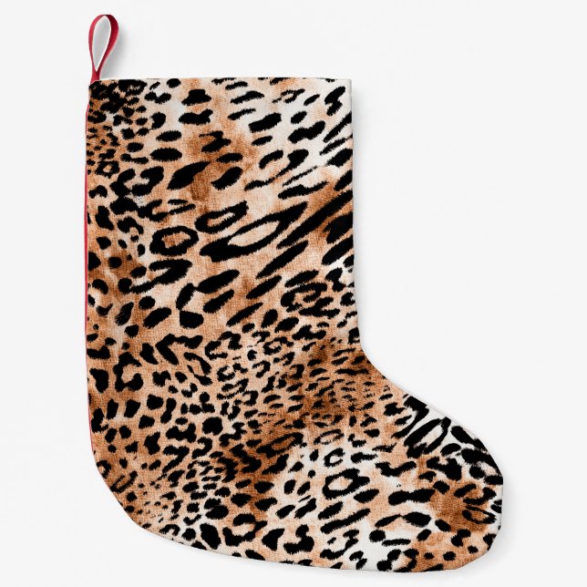 Afrikansk leopard Skriv ut sömlös Liten Julstrumpa (Framsidan)