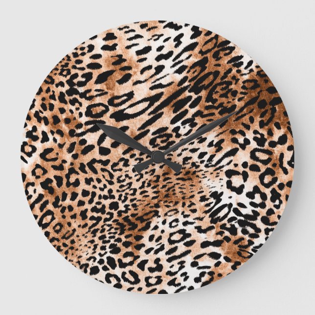Afrikansk leopard Skriv ut sömlös Stor Klocka (Framsida)