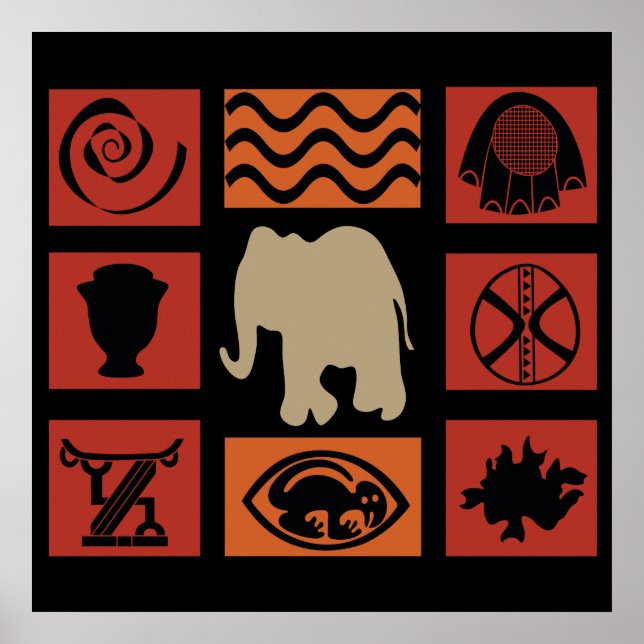 afrikansk lephant mönster poster (Framsidan)