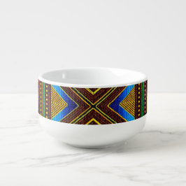 Afrikansk Lera Trasa Geometric Mönster Soppmugg