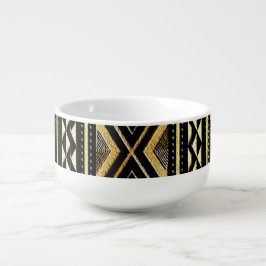 Afrikansk Lera Trasa Geometric Mönster Soppmugg