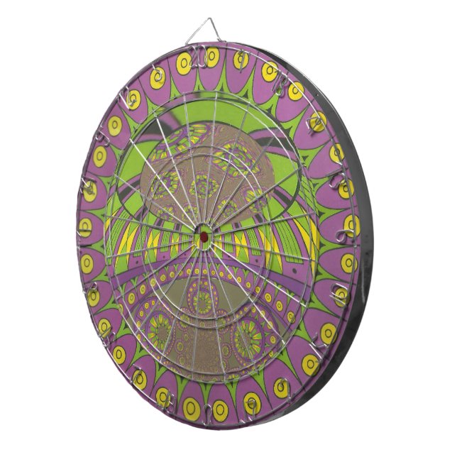 Afrikansk Lila och Gult Kaleidoscope Traditional Piltavla (Högra Framsidan)
