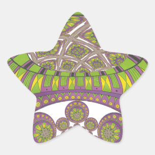 Afrikansk Lila och Gult Kaleidoscope Traditional Stjärnformat Klistermärke