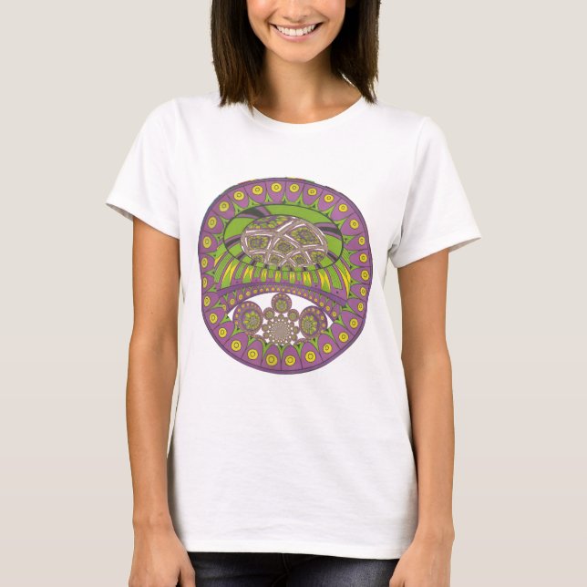 Afrikansk Lila och Gult Kaleidoscope Traditional T Shirt (Framsida)
