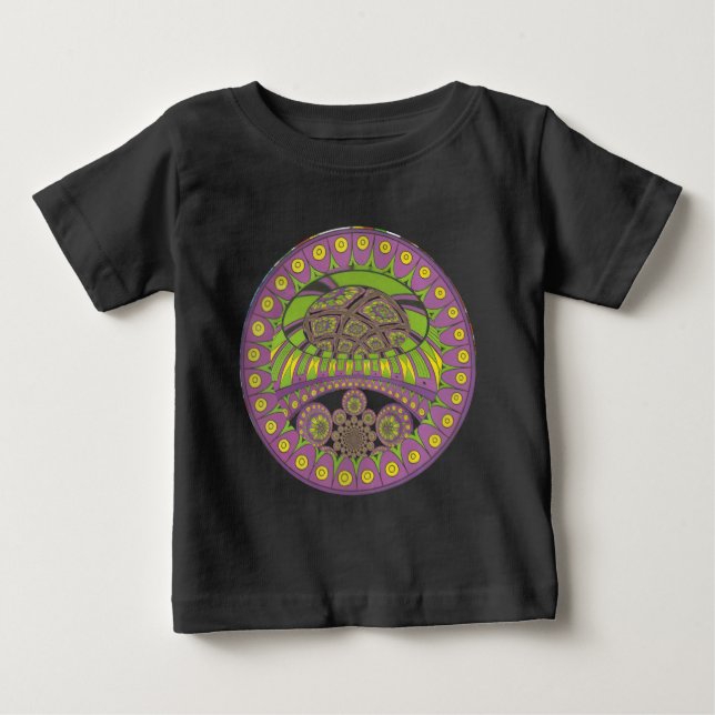 Afrikansk Lila och Gult Kaleidoscope Traditional Tee Shirt (Framsida)
