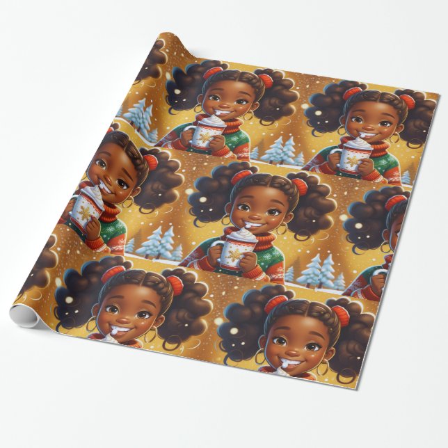Afrikansk Little Girl-julchoklad Presentpapper (Utrullad)