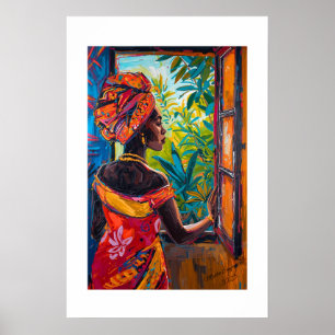 Afrikansk livfull abstrakt konsttryck poster