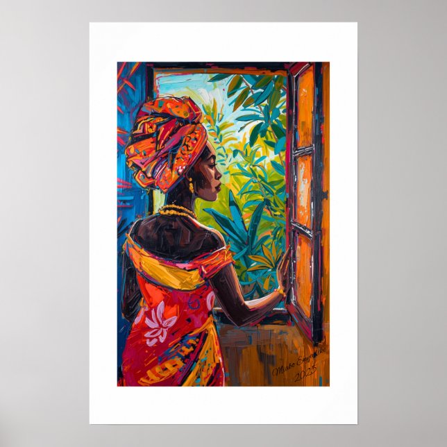 Afrikansk livfull abstrakt konsttryck poster (Framsidan)