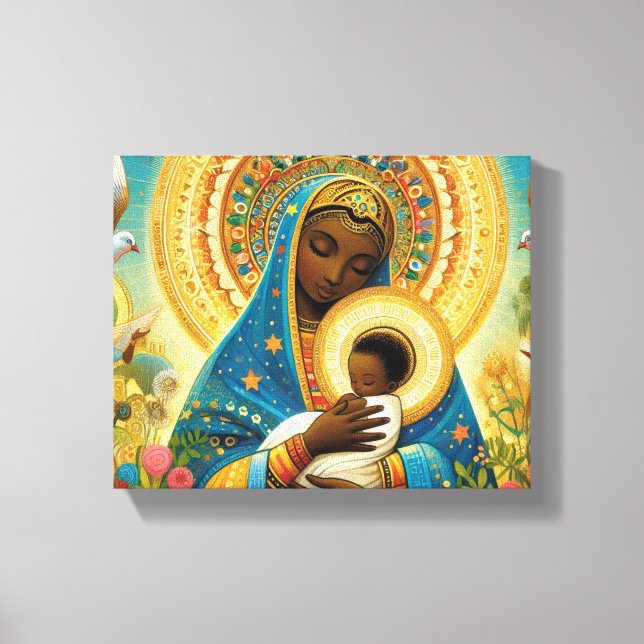 Afrikansk madonna och barn canvastryck (Framsida)