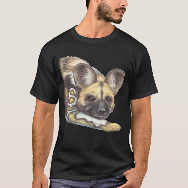 Afrikansk målad Hund T Shirt (Framsida)