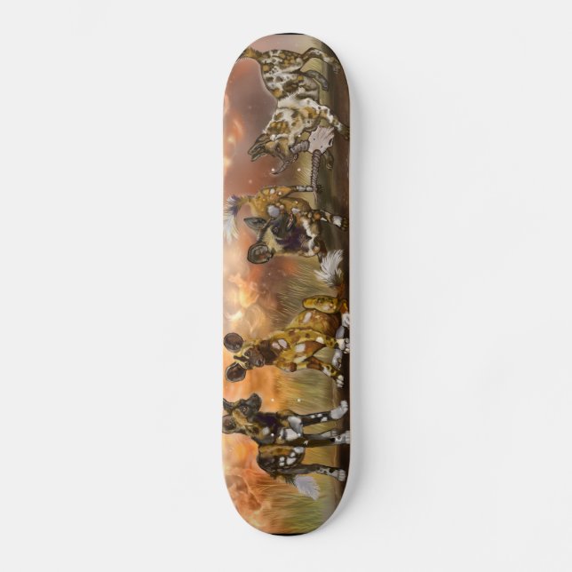 Afrikansk målade valpar mini skateboard bräda 18,5 cm (Framsida)