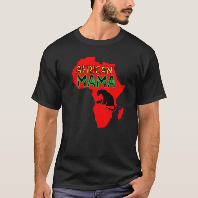 Afrikansk mamma lejoninna röd t shirt (Framsida)
