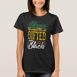Afrikansk månad med unga gåvor och svart svart sva t shirt