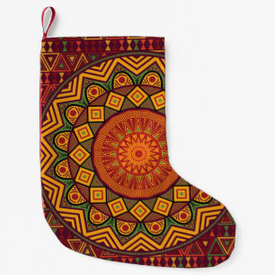 Afrikansk mandala, polynesisk cirkulär design. liten julstrumpa