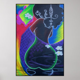 Afrikansk måne - Miami belägger med tegel trycket Poster