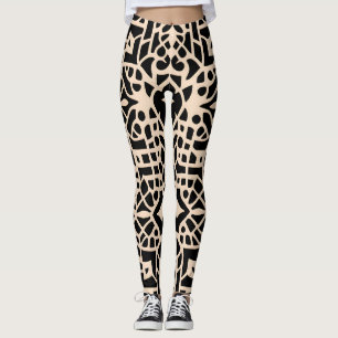 Afrikansk Marocko Beige Geometric Mönster Leggings