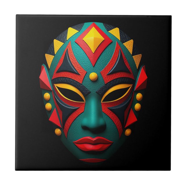 Afrikansk mask Ceramic Tile Kakelplatta (Framsidan)