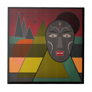 Afrikansk mask kakelplatta