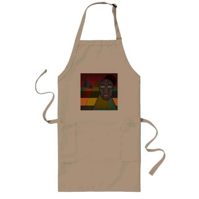 Afrikansk mask långt förkläde (Framsidan)