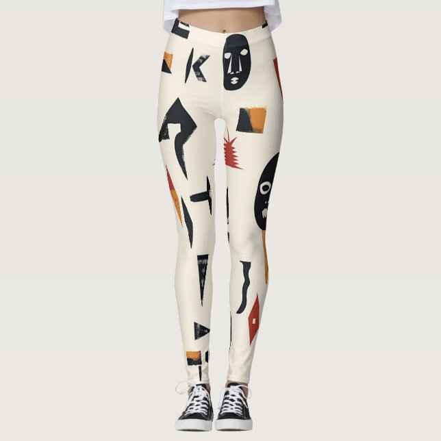 Afrikansk mask leggings (Framsida)