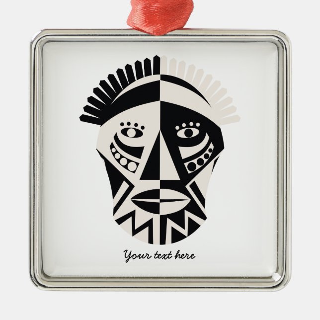 Afrikansk mask primitiv folkkonst julgransprydnad metall (Framsidan)