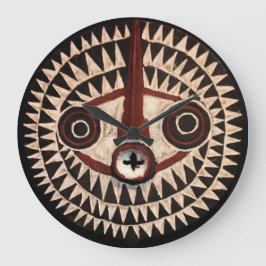 Afrikansk mask rondell väggklocka - Tribal dekorat