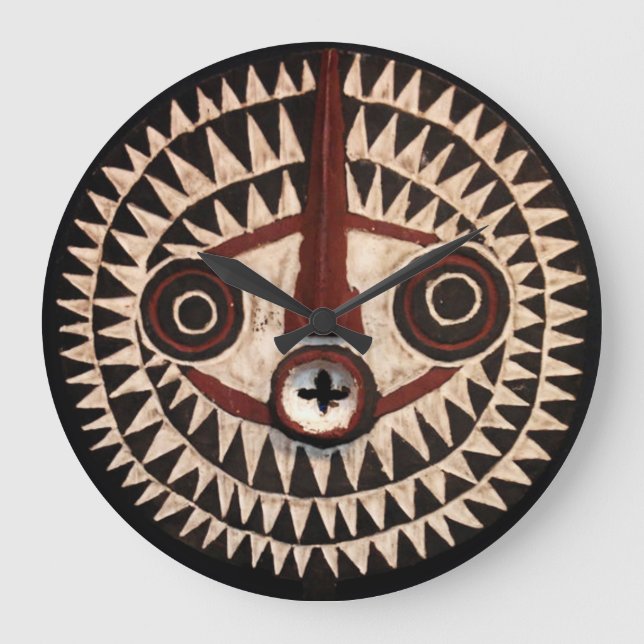 Afrikansk mask rondell väggklocka - Tribal dekorat (Framsida)