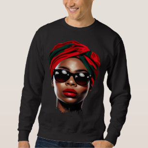 Afrikansk Melanin Drottning Roliga Solglasögon Läp Lång Ärmad Tröja