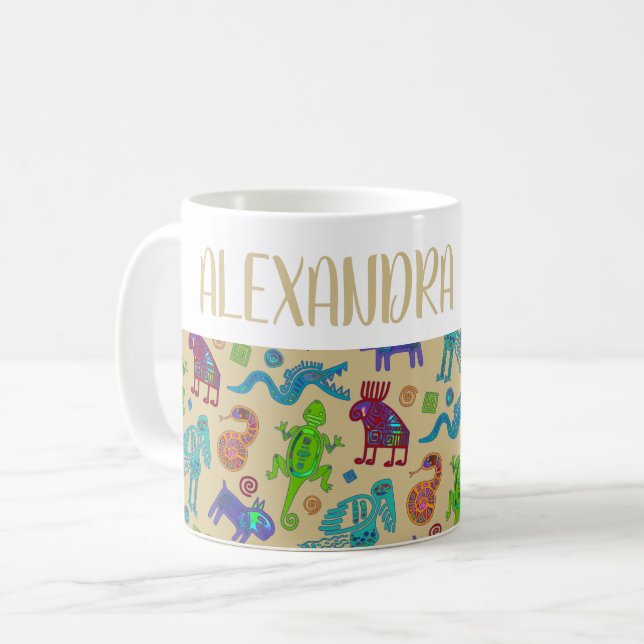 Afrikansk mexikansk kulturprimitiv stam Mönster 1 Kaffemugg (Framsida vänster)