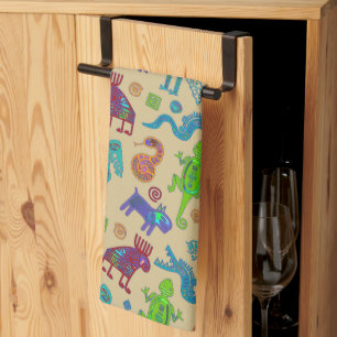 Afrikansk mexikansk kulturprimitiv stam Mönster 1 Kökshandduk