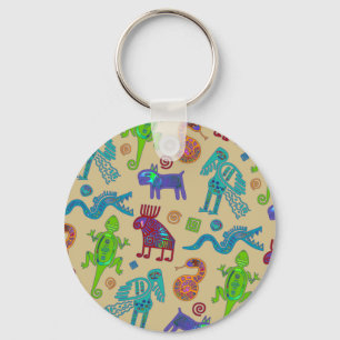 Afrikansk mexikansk kulturprimitiv stam Mönster 1 Nyckelring