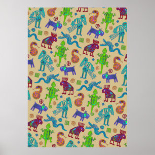 Afrikansk mexikansk kulturprimitiv stam Mönster 1 Poster