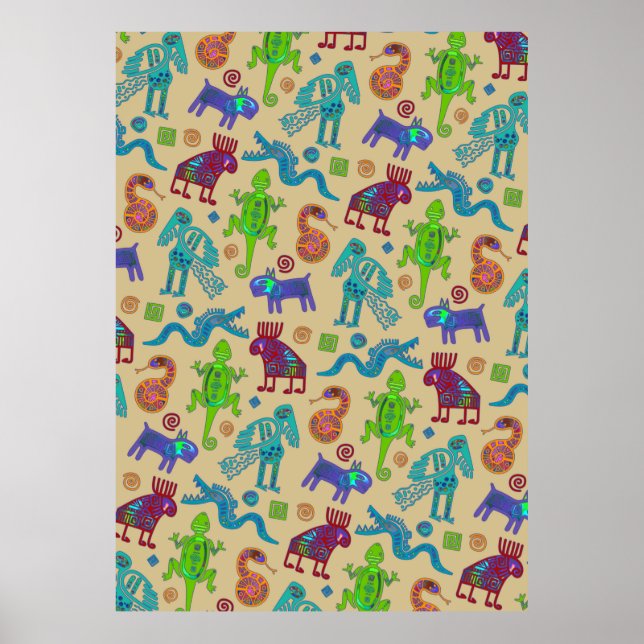 Afrikansk mexikansk kulturprimitiv stam Mönster 1 Poster (Framsidan)