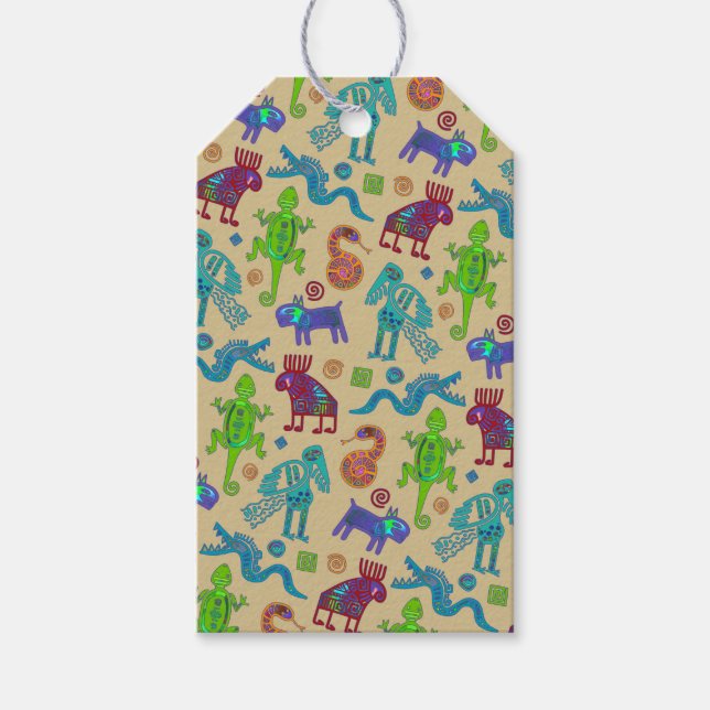 Afrikansk mexikansk kulturprimitiv stam Mönster 1 Presentetikett (Framsidan)